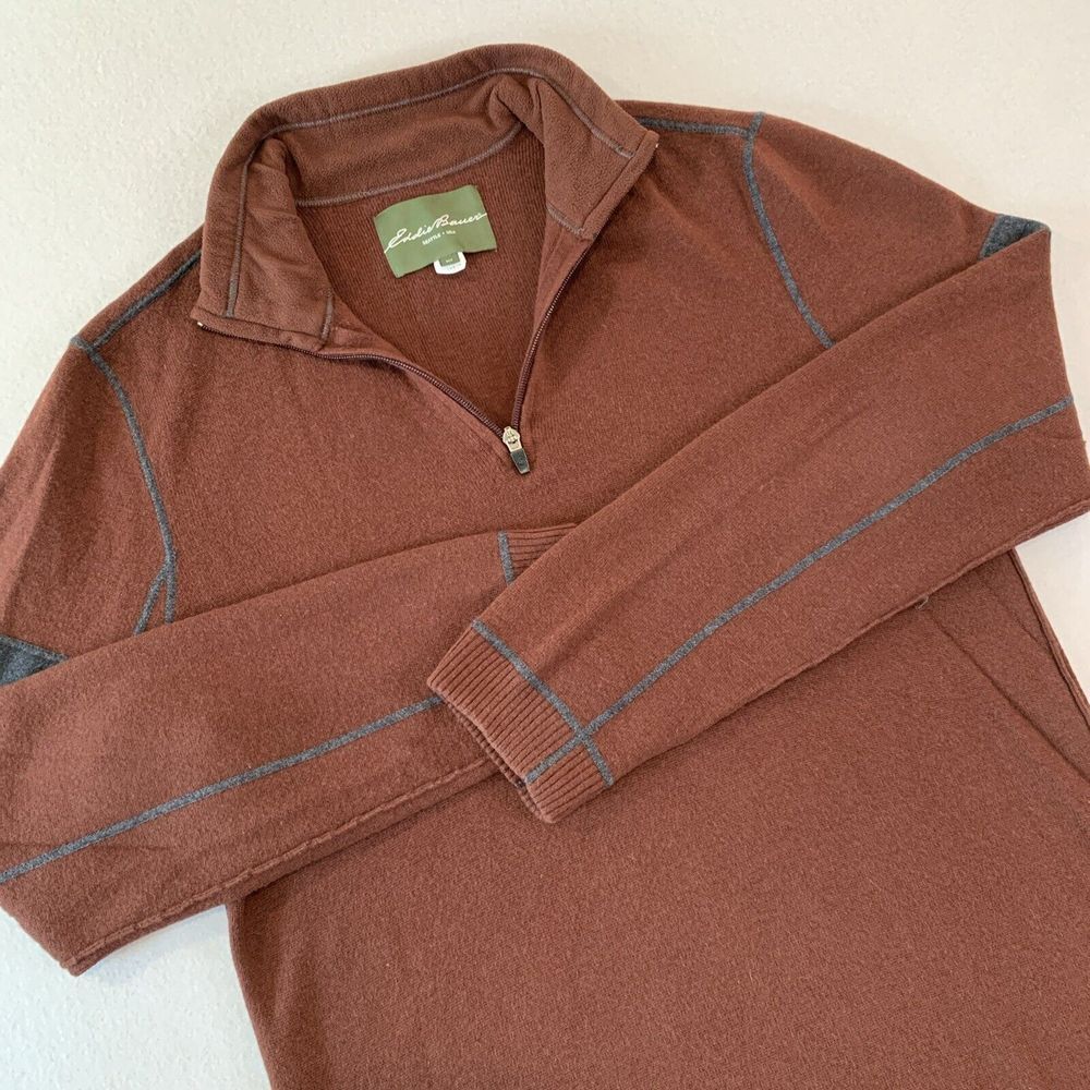 Eddie Bauer XLT BURGUNDY 1/4 Zip Mens Long Sleeve Pullover‎ EXCELLENT FAST Ship